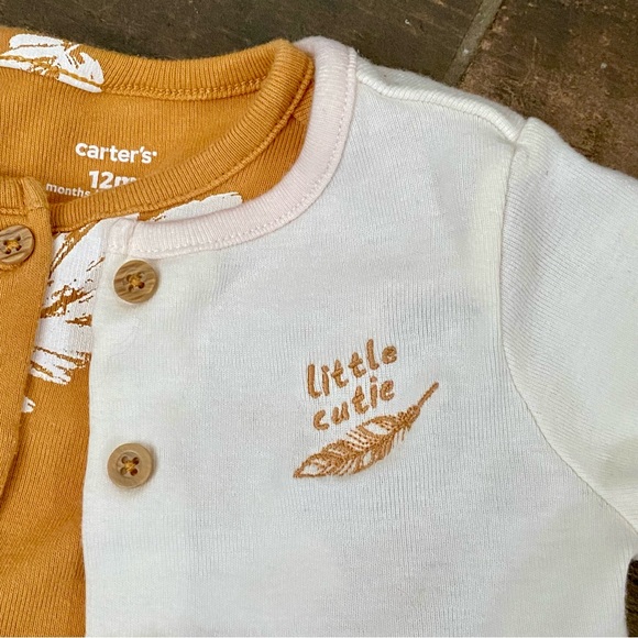 This is a mustard yellow dress and a cream colored cardigan - Picture 7 of 8